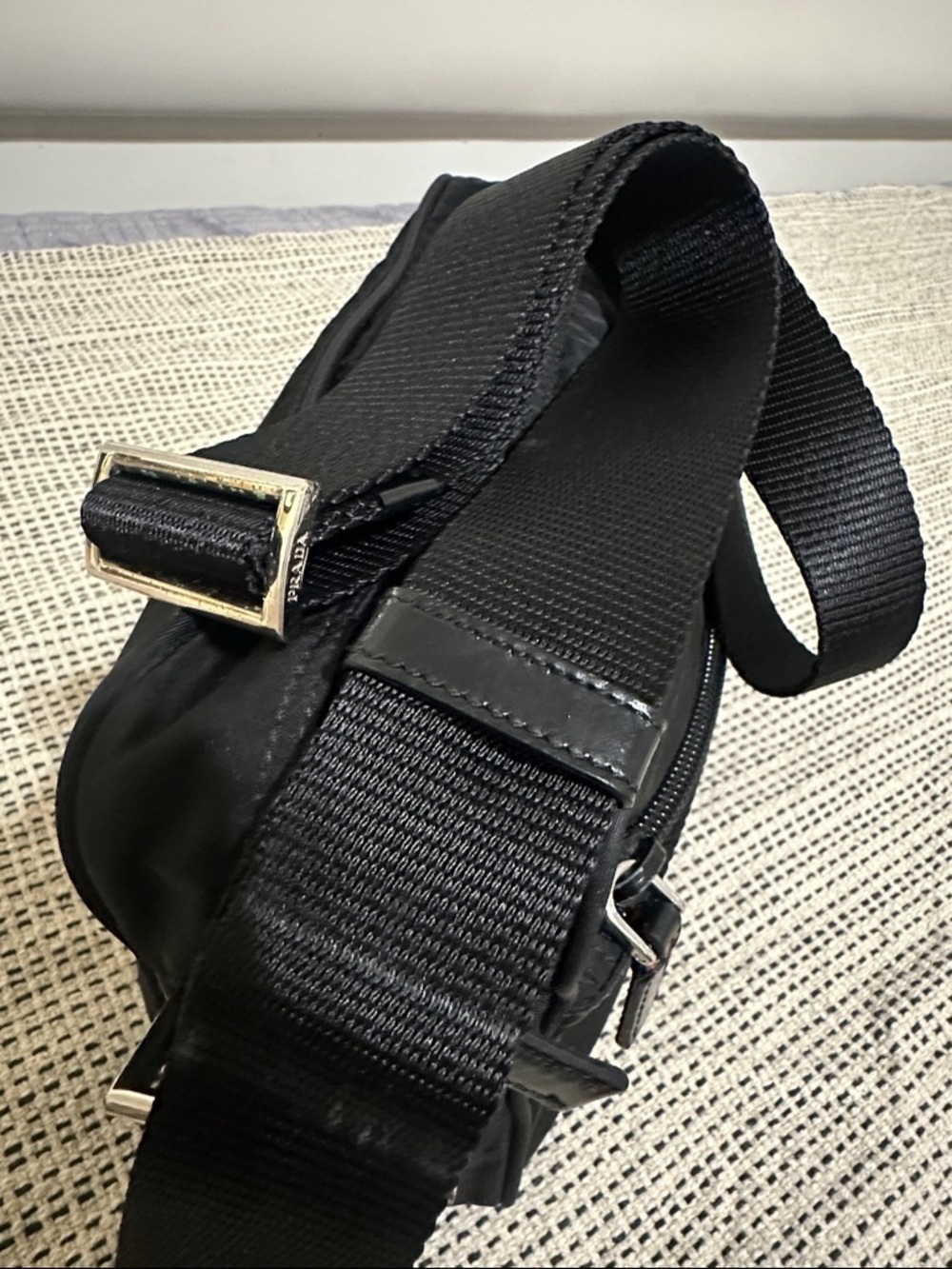 Prada Black Nylon Messenger Bag with Logo Plaque - Picture 10 of 16